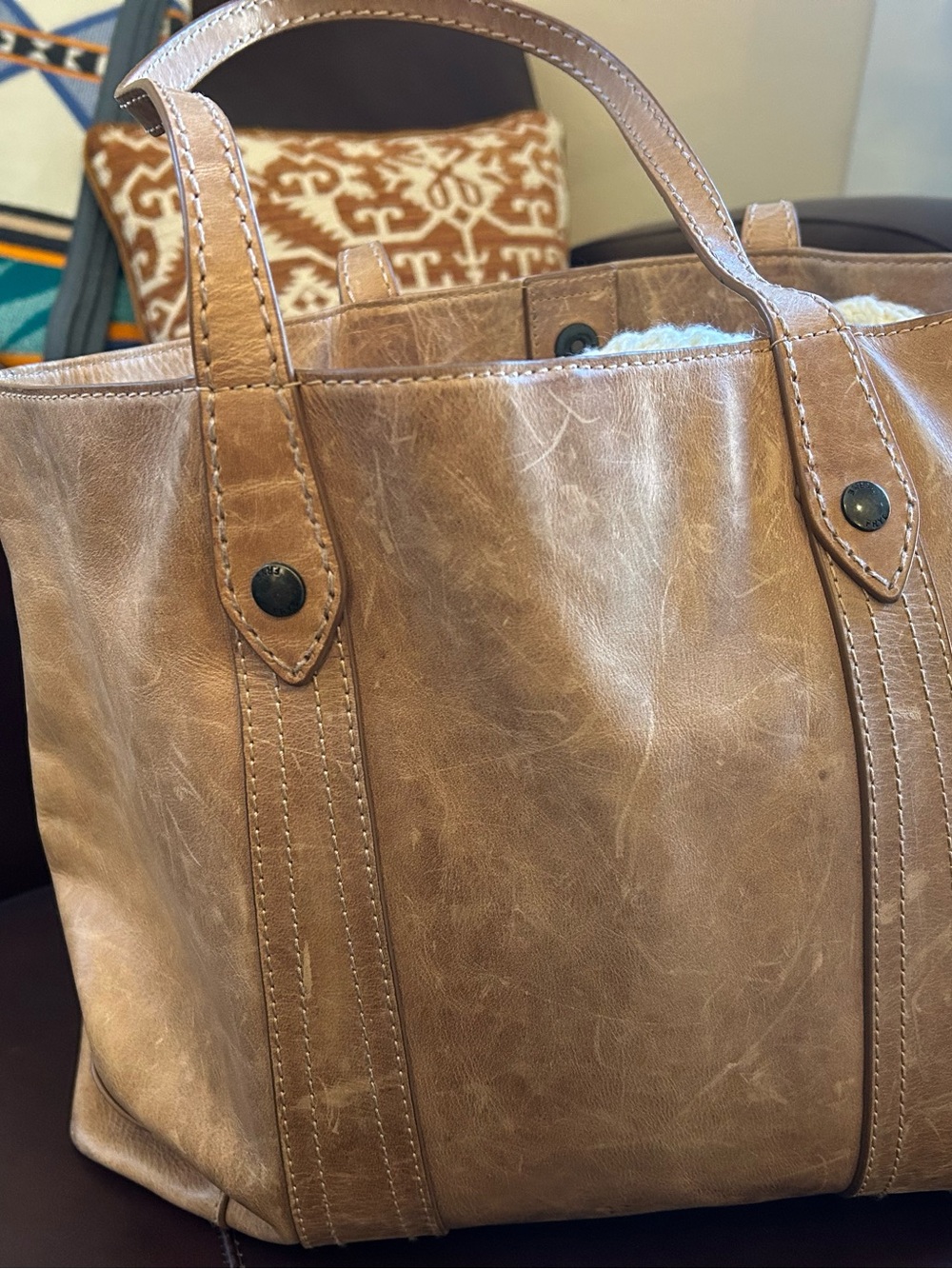 Frye Leather Melissa Shopper Tote Bag - Picture 6 of 9